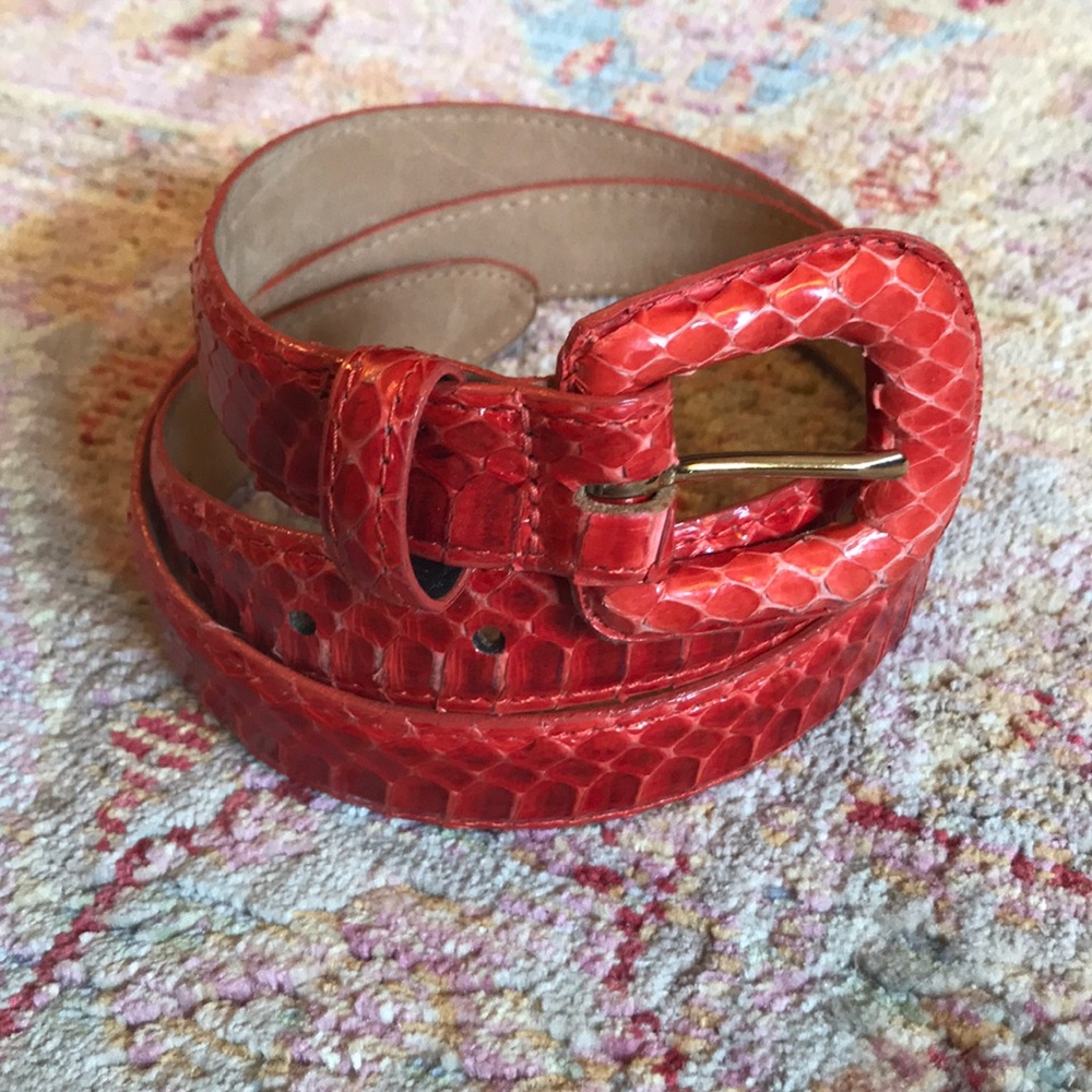 Via Condotti Red Snakeskin Belt
